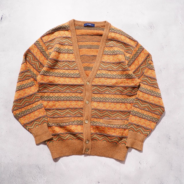 1990s " Le CENT " Mohair mix vintage loose 3D knit cardigan