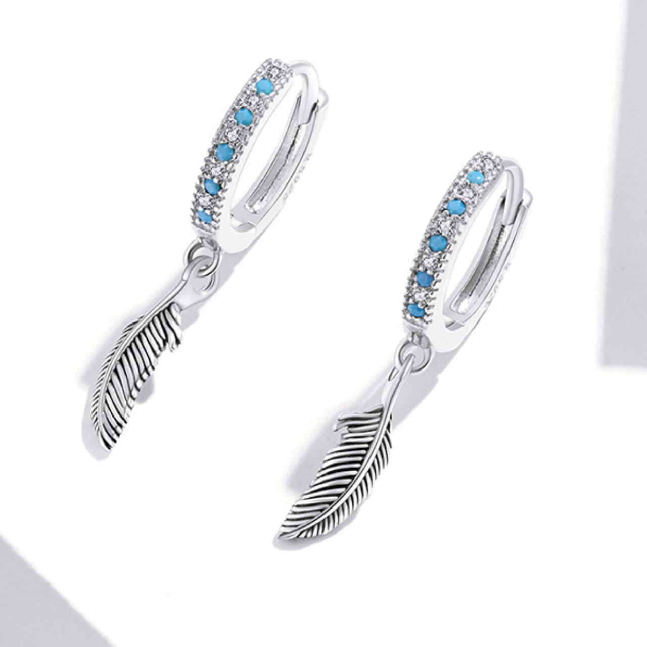 【FP17】ターコイズストーンフェザーピアス