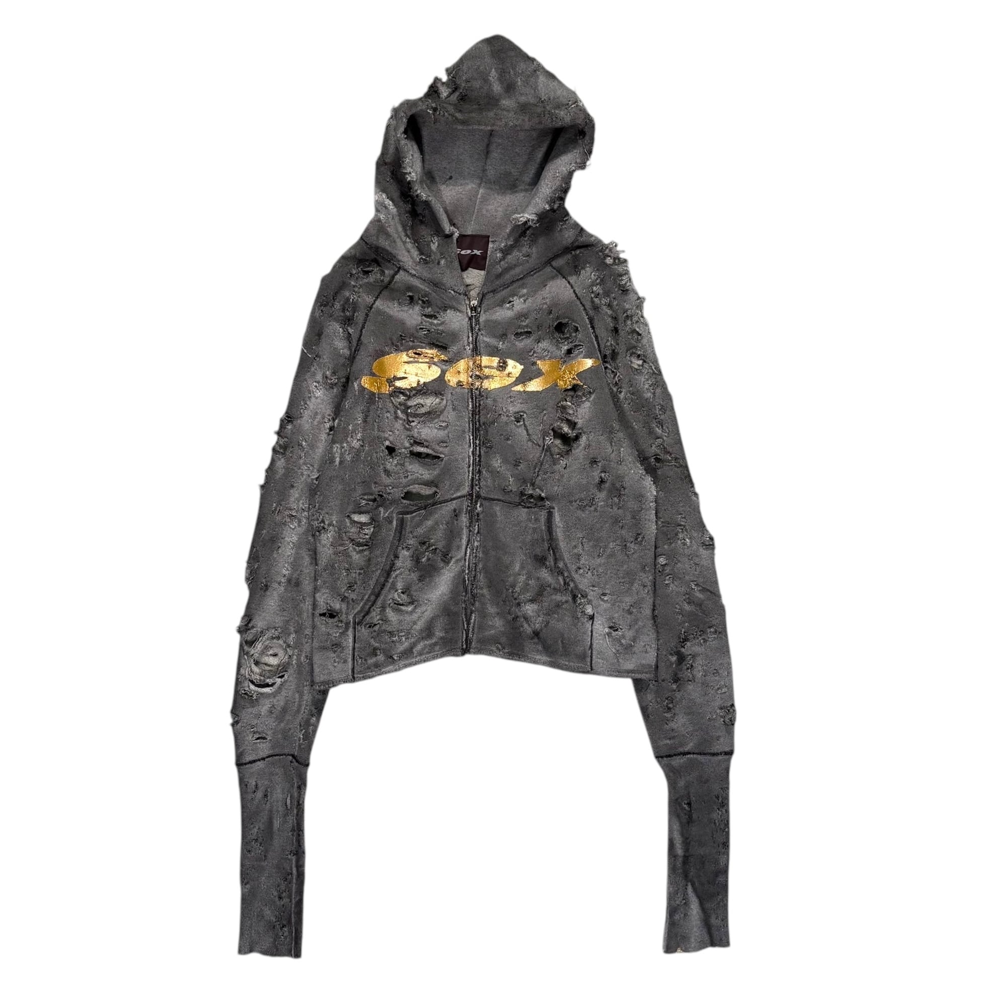 希少 SEX black Hoodieダメージ加工oopsclothing SEX | Oops