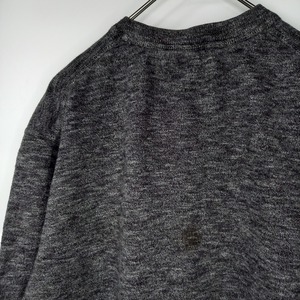 アメリカンイーグル　Vネック　コットンニット　セーター　薄手　刺繍ロゴ　無地　グレー　M