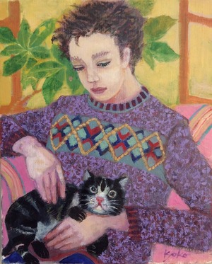 少年と猫｜油彩画