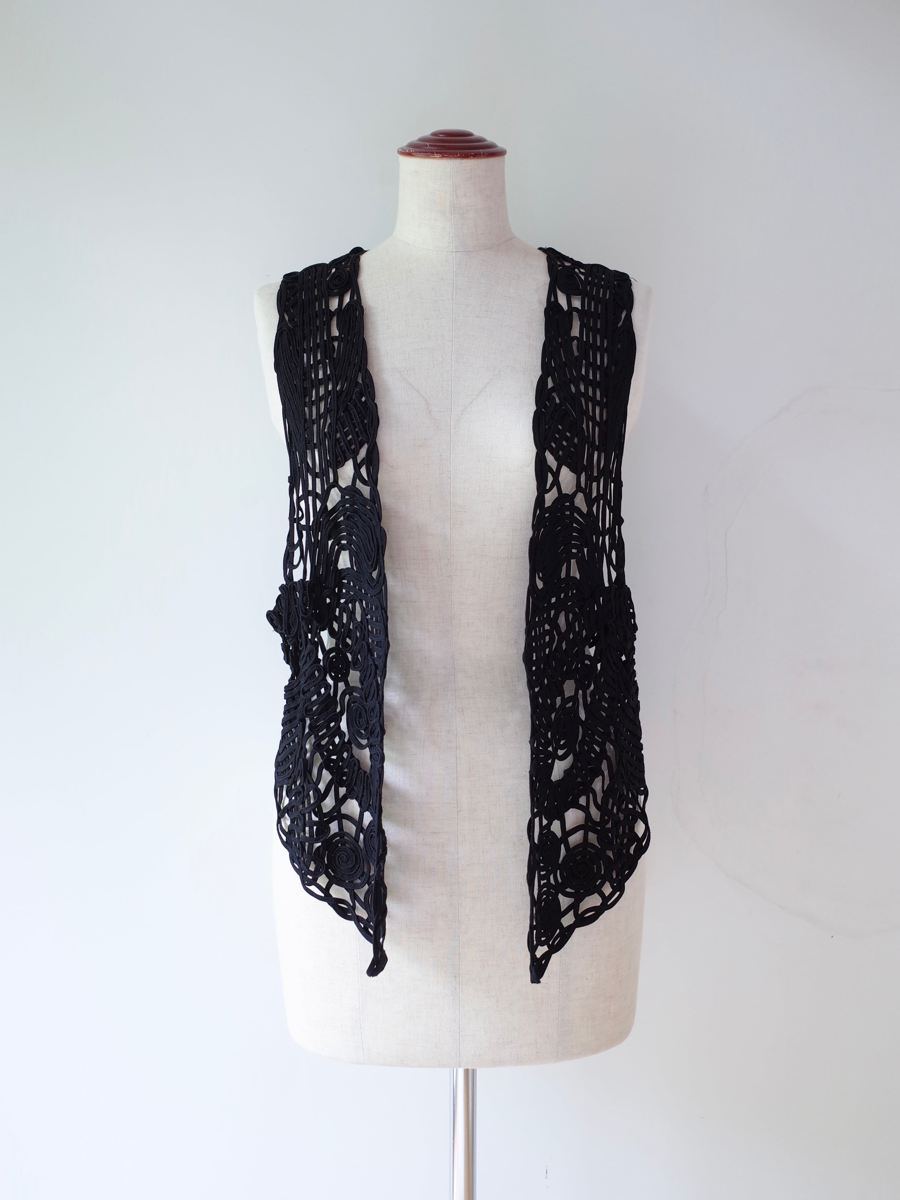 Black Braided Cord Design Vest