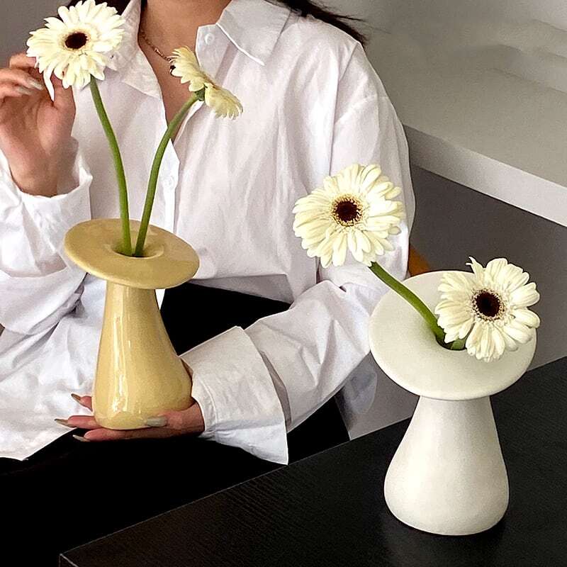 【VASE】きのこ形デザインセラミックベース