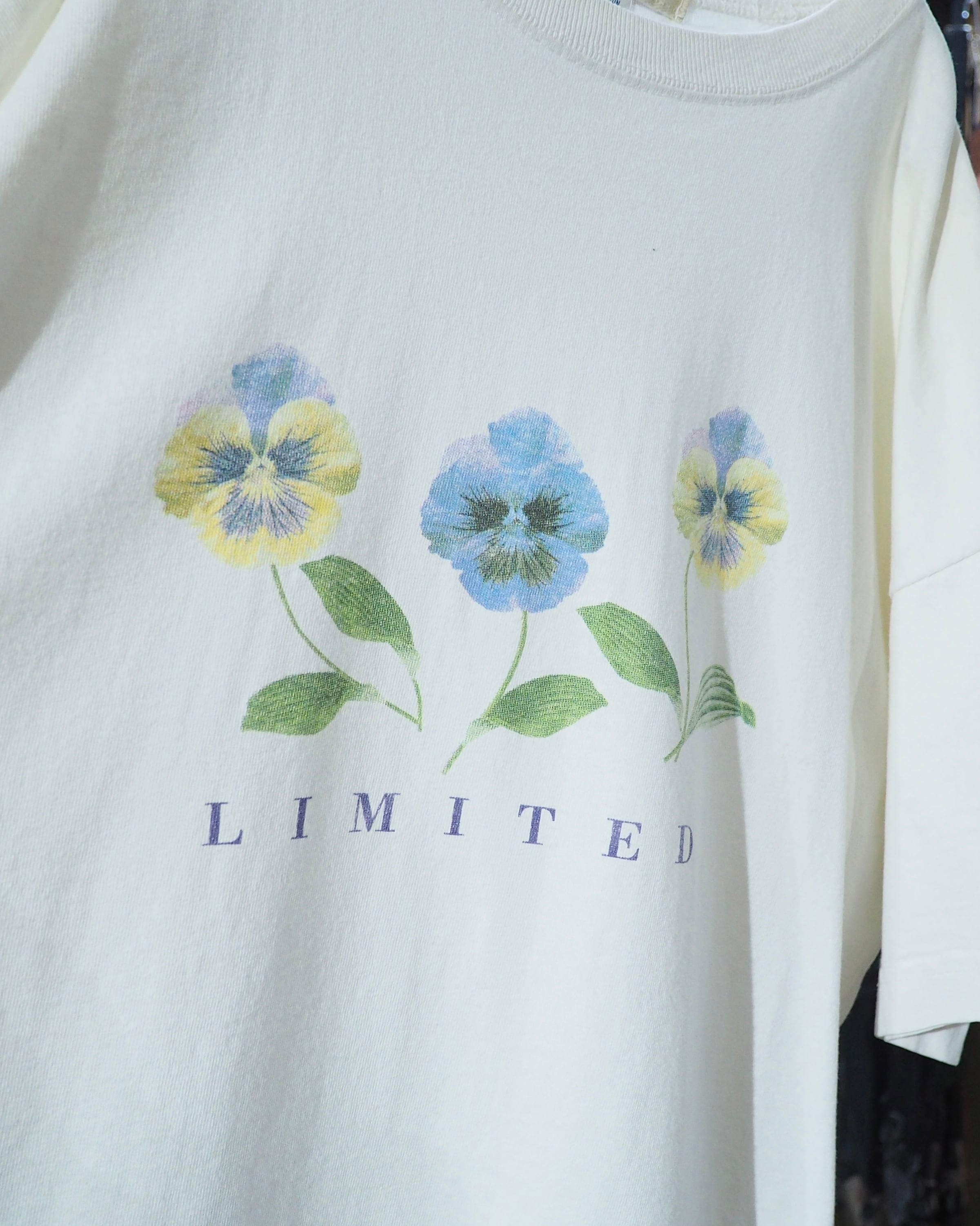 ” Made in USA ” Beautiful Pansy Flower printed White SS Tee