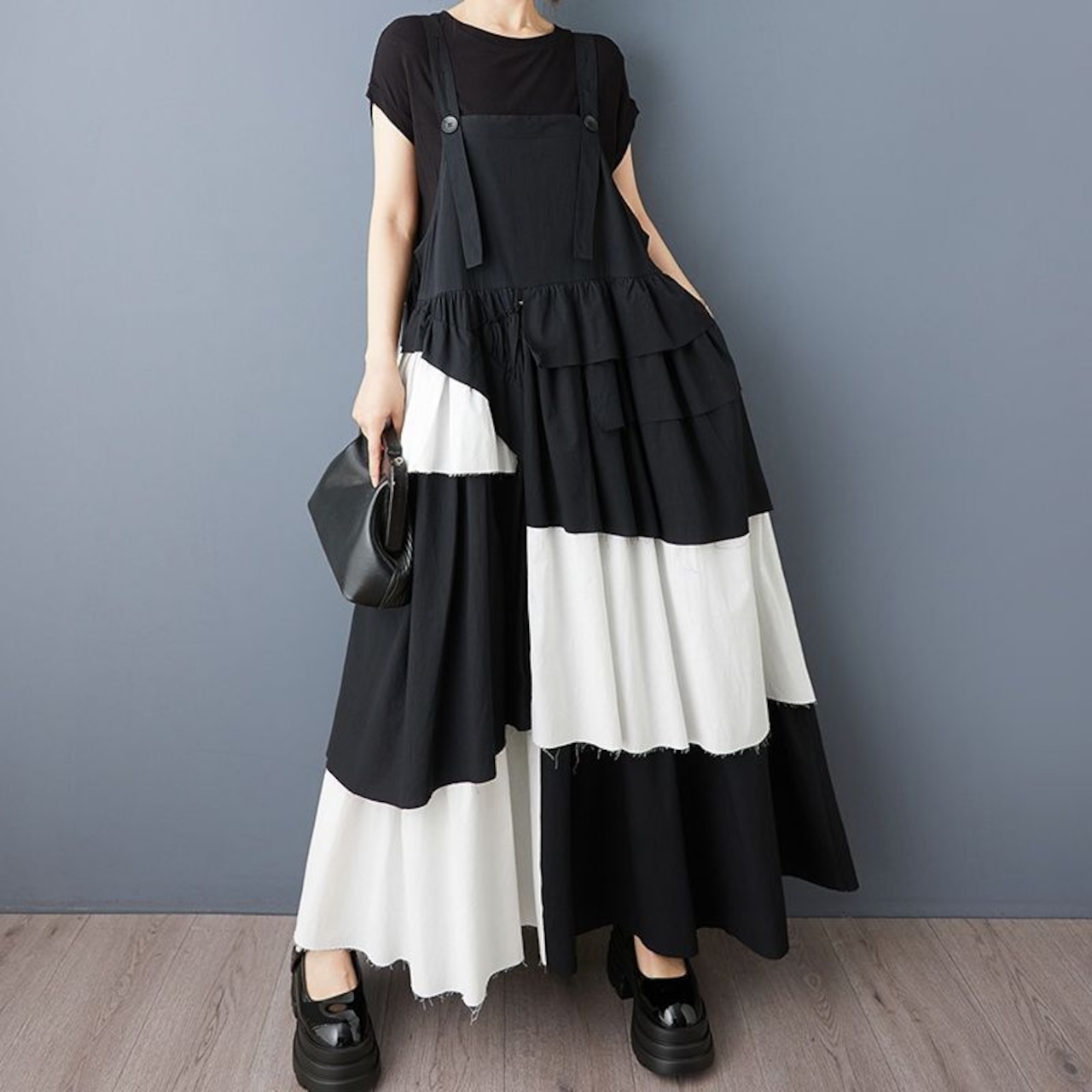 カットオフティアード サスペンダースカート 00172