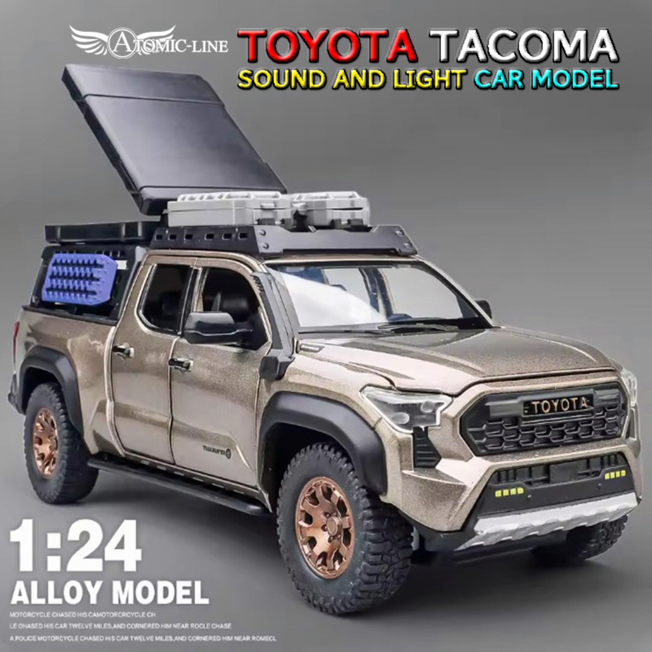 トヨタ TACOMA 1/24 ミニカー 全3色 ライト点灯 エンジンサウンド 合金モデル 模型 ジオラマ