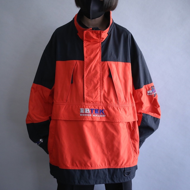 "Eddie Bauer EBTEK " red × black  over silhouette nylon anorak