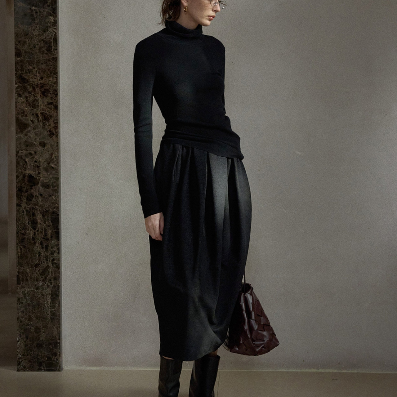 Waist Elastic Midi Flare Skirt T4265