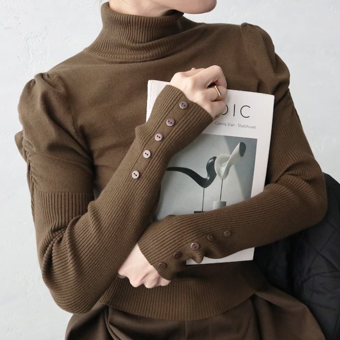 (SO57)切替ギャザーパフスリーブリブニット