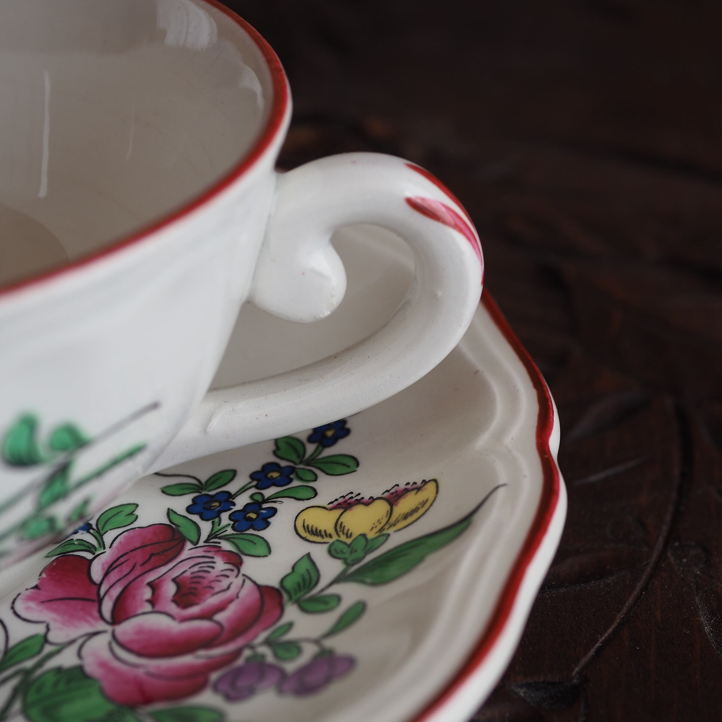 フランス アンティーク リュネヴィル 金彩 ローズ ポット コーヒー