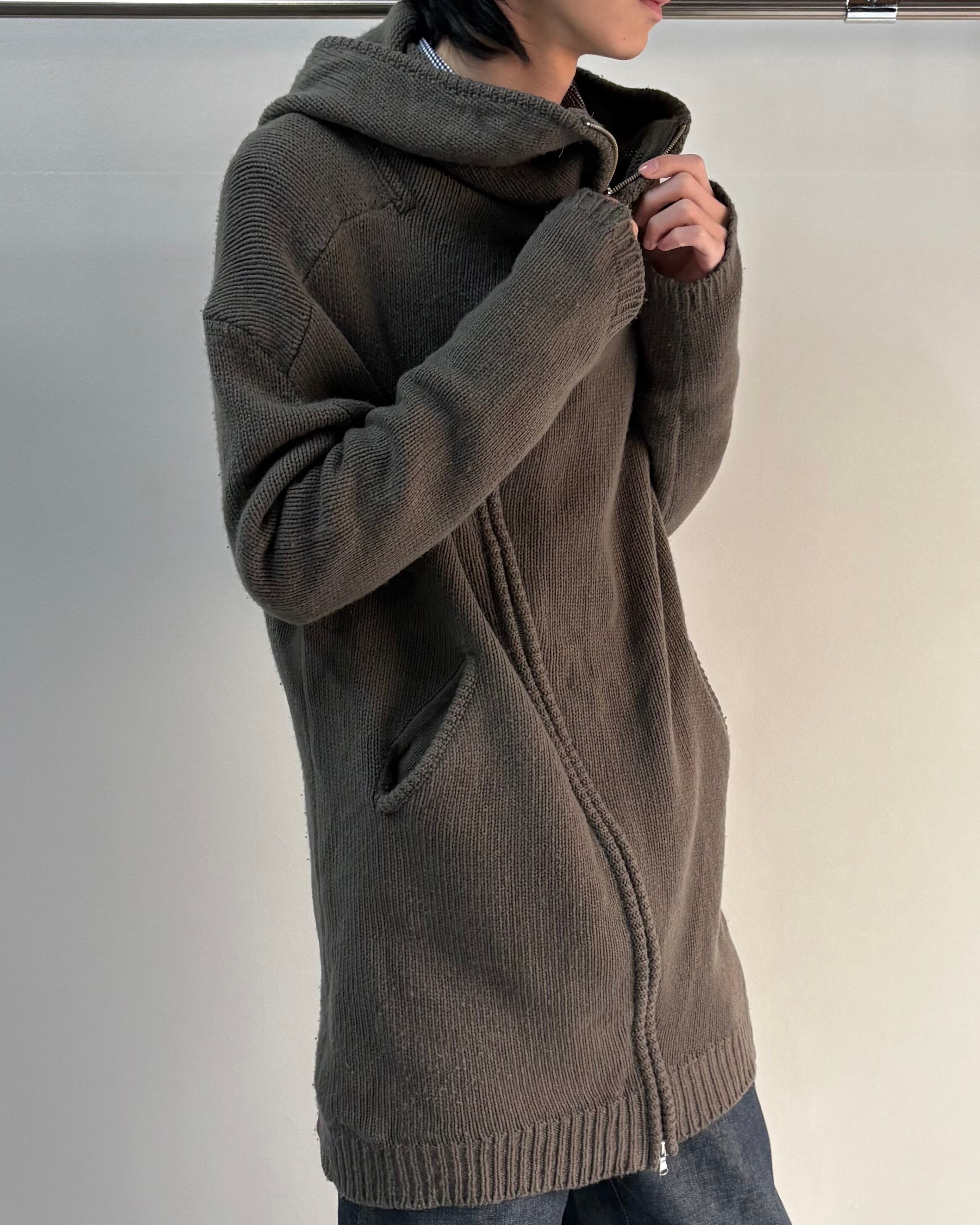 DAMIR DOMA】zip up knit hoodie | blendmarket