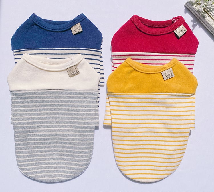 STRIPE T-SHIRT S ~ XL 4color / 犬服 トップス 新作 秋冬 シンプル ドッグウェア ストレッチ 小型犬 中型犬 ペット洋服