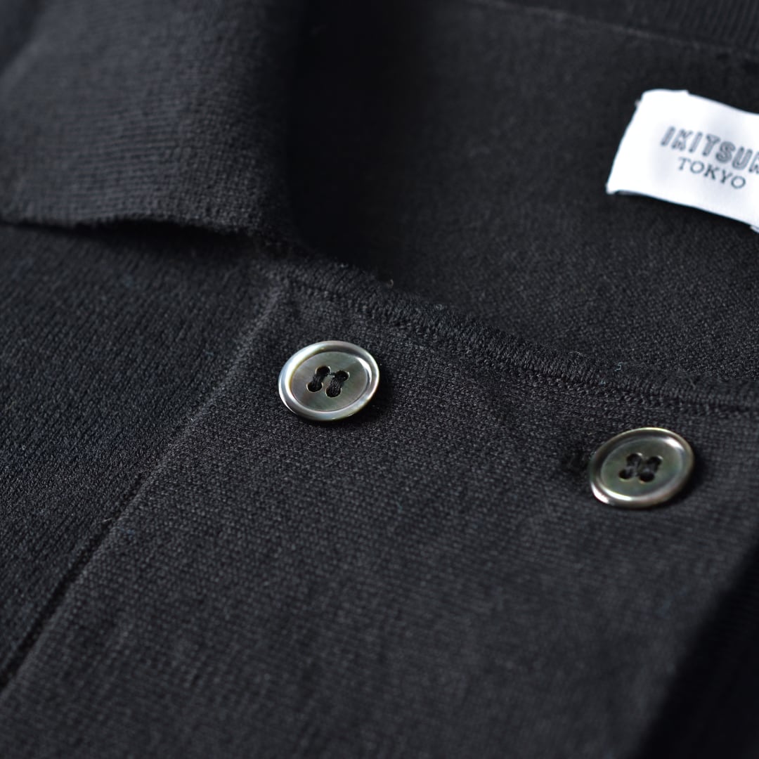 IKITSUKE イキツケ ポロダブルニット・ブラック【送料無料】