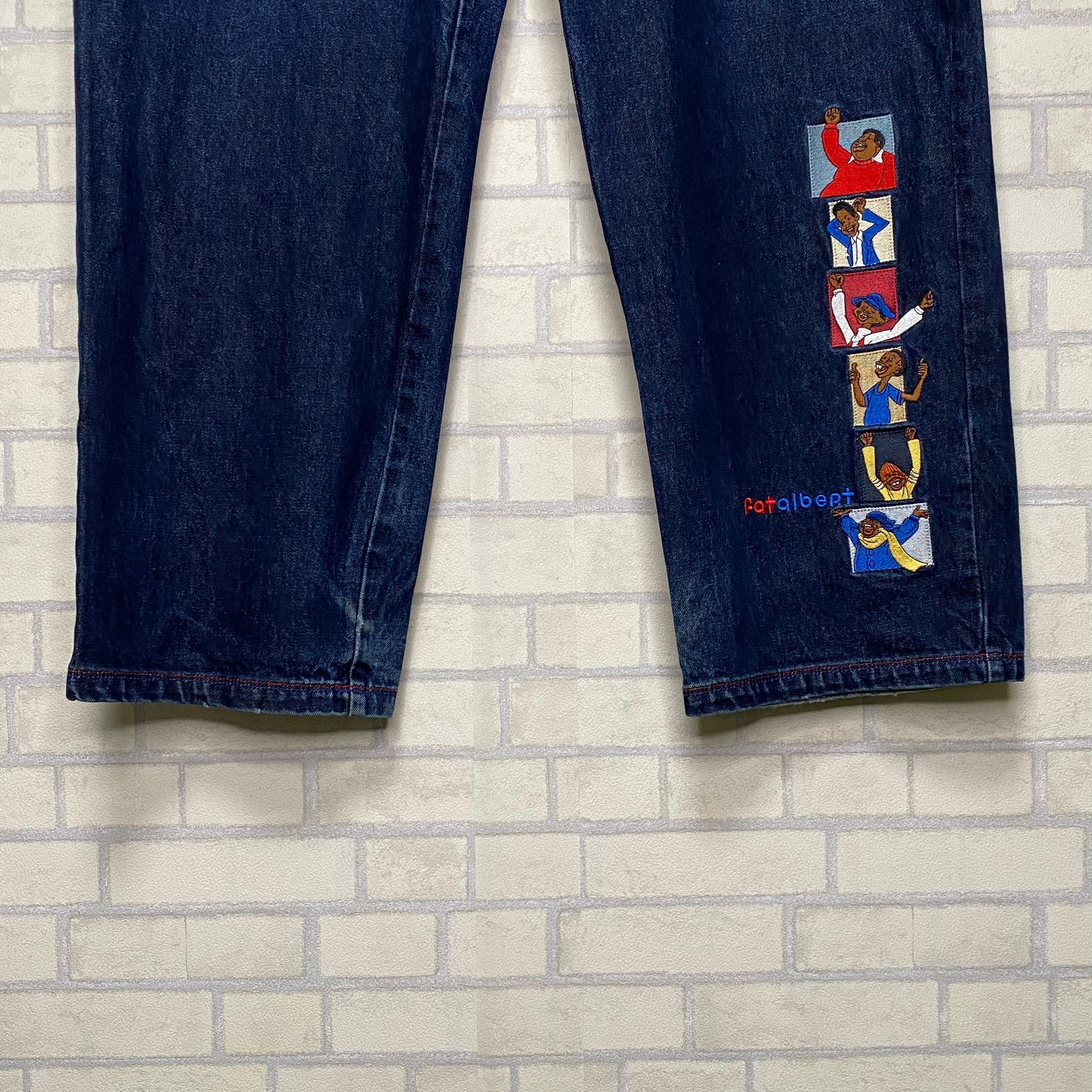 W42×L34】Platinum fubu デニムパンツ 刺繍 革パッチ | 古着屋OLDGREEN