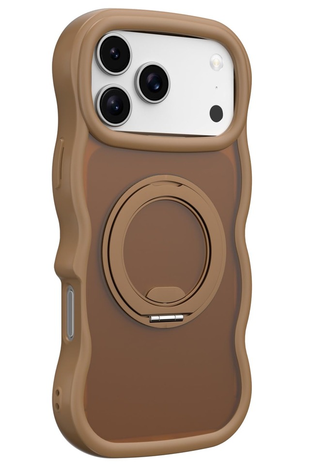 【360°回転スタンド・全方位エアークッション・MagSafe対応】 for iPhone 17/18 Pro 用 ケース ウェーブ 韓国 半透明 マット いphone17/18Pro ケース 米軍MIL規格 全方位ガード 耐衝撃 指紋防止 TPUソフト側面 アイフォン アイホン おしゃれ 可愛い SL360 (iPhone17/18Pro デザートチタニウム)