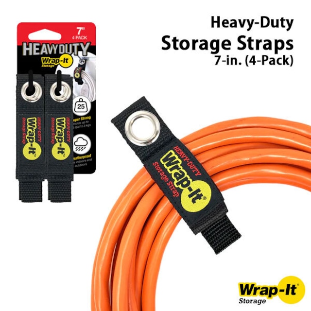 Heavy-Duty Storage Straps 7×1in 4-Pack ヘビーデューティー ストレージストラップ 7インチ 4本セット 吊下げ 収納 丈夫 Wrap-it Storage