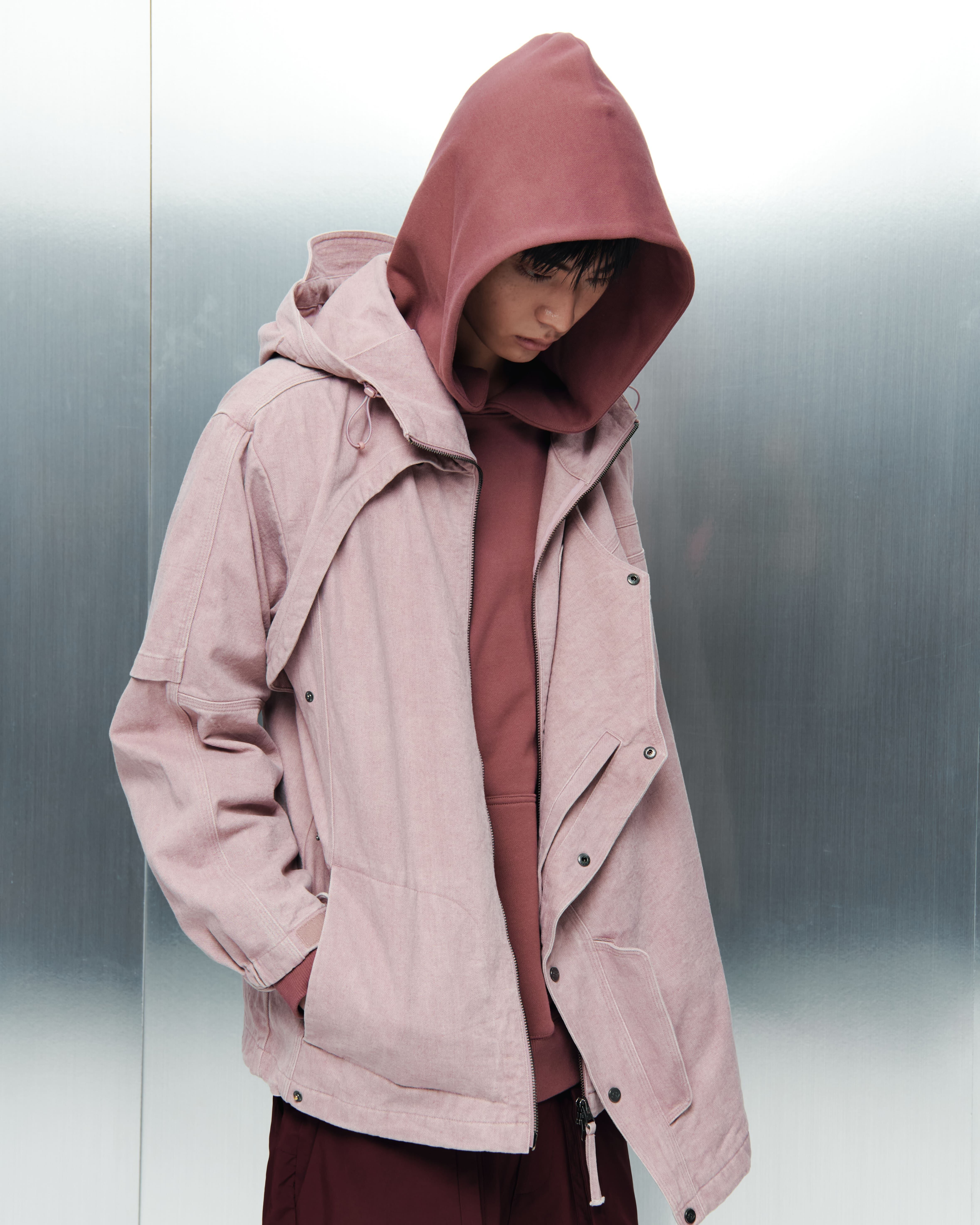 SAN SAN GEAR] COTTON WASHED HOODIE JACKET [ASH PINK] 正規品 韓国