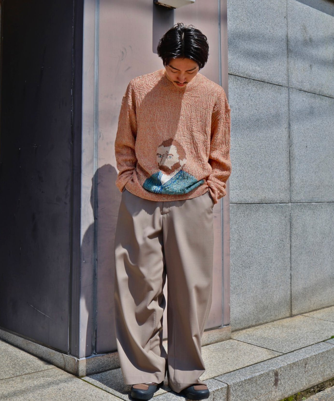 UNIVERSAL PRODUCTS. / 261-60514 SUMMER WOOL WIDE TROUSERS (GREIGE