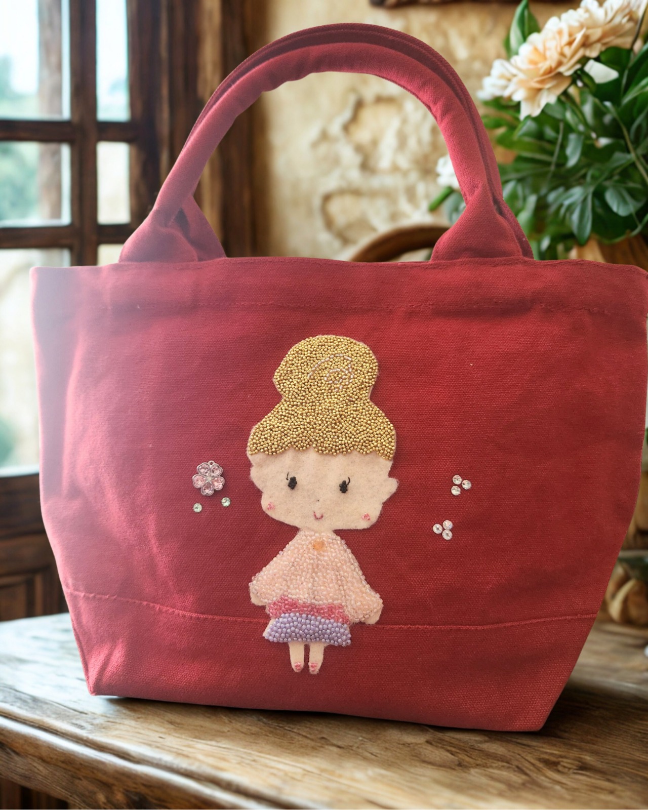 ♡ビーズ刺繍トートバッグ♡ スプリング・ベリー - 5