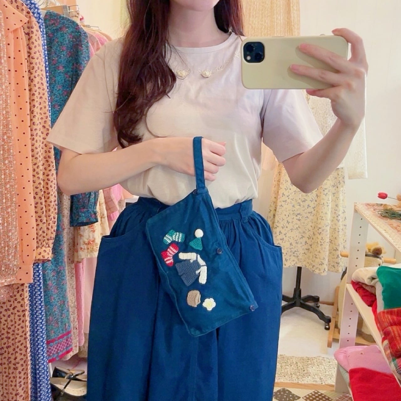 remake ✂︎ flower picking back pocket skirt