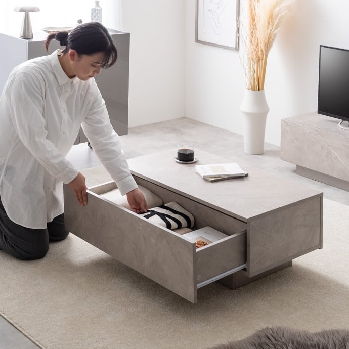 引き出し付き センターテーブル 幅85cm 収納付き テーブル | FIGARO