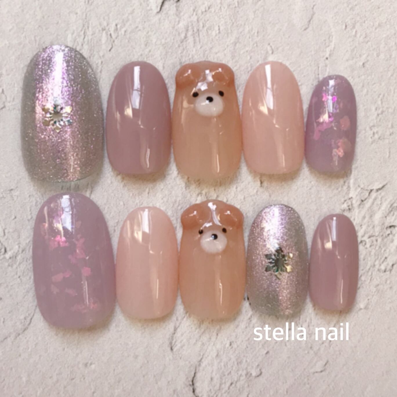 ネイルチップ くまネイル 雪の結晶 | ネイルチップ stella nail