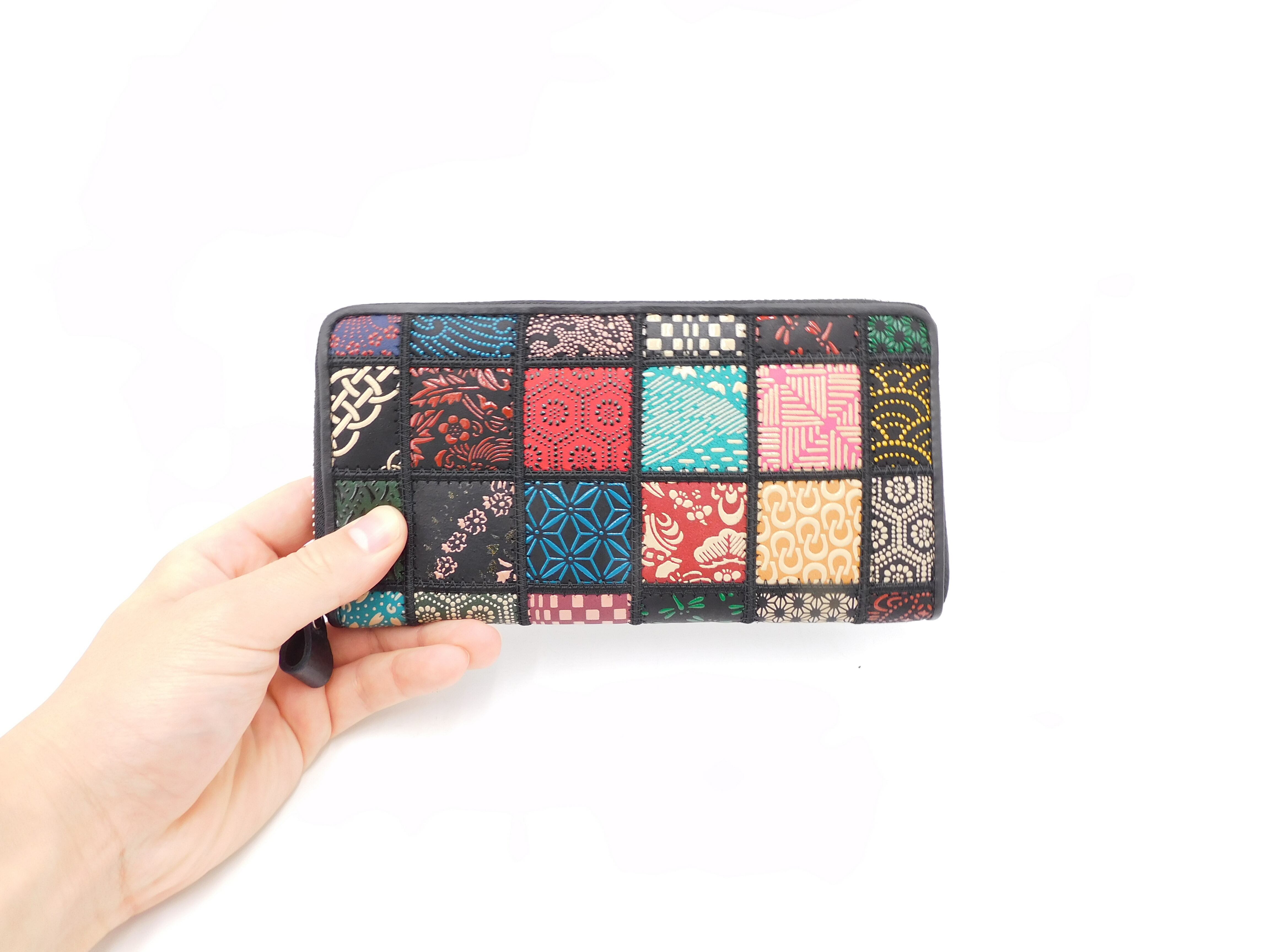 パッチワーク印傳 ラウンド長財布 マルチカラー | 浅草前川印傳