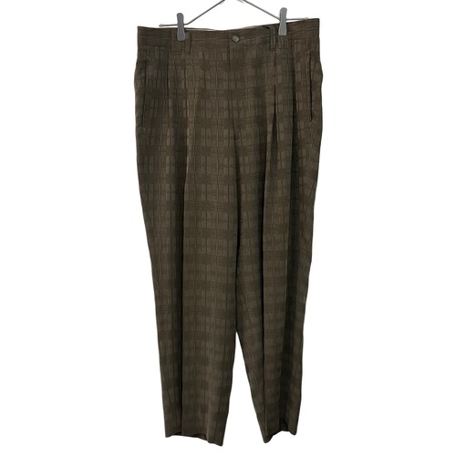 『VINTAGE LANVIN checked square switching big over size wide slacks pants』USED 古着 ヴィンテージ ランバン チェック スクエア 切り替え ビッグ オーバーサイズ ワイド スラックス パンツ
