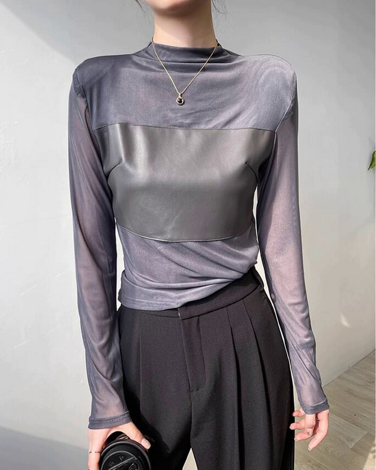 シースルーカラーブロックトップス 2color A0545 - 9