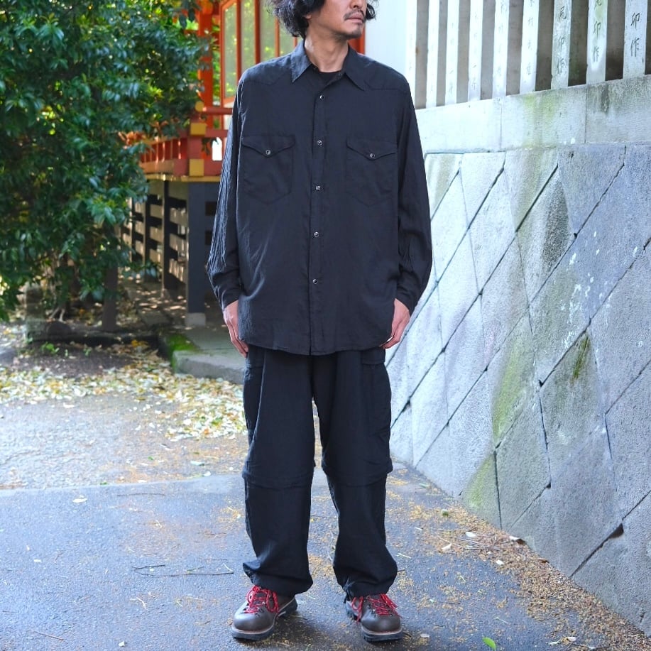 COMOLI(コモリ) /シルク製品染ウエスタンシャツ-BLACK-(D01-02006) | Signs