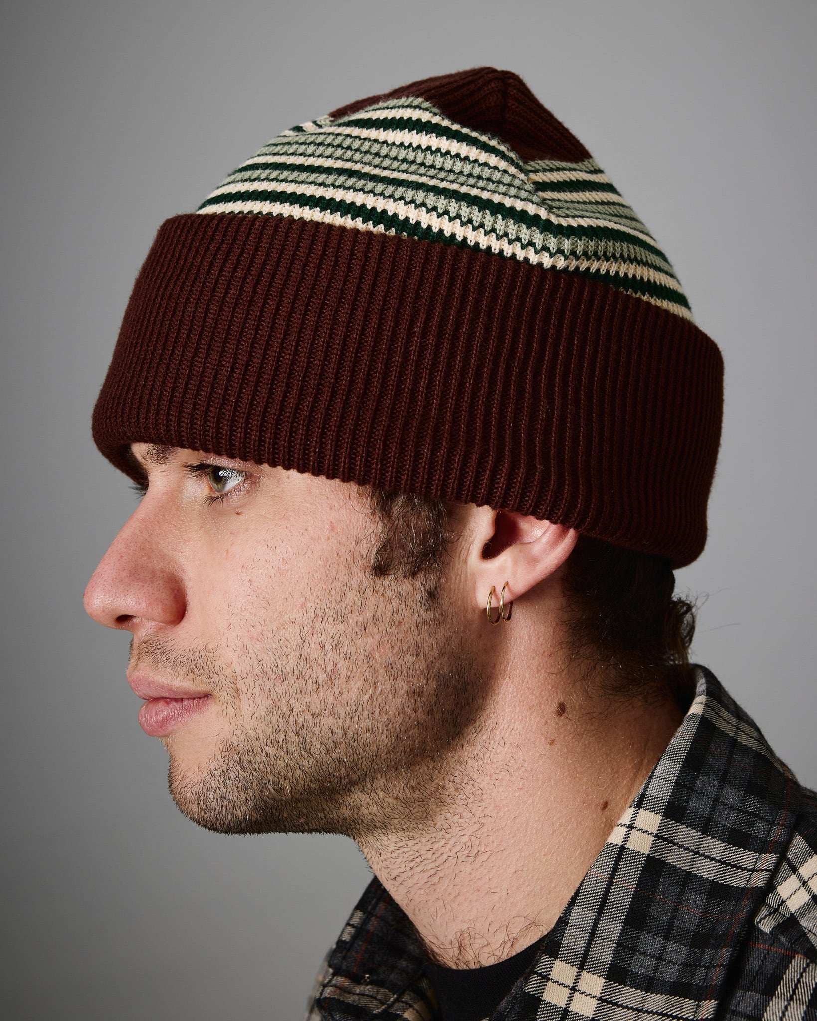 PASSPORT / Striped Organic Knit Beanie - Choc | GOOD TIMES