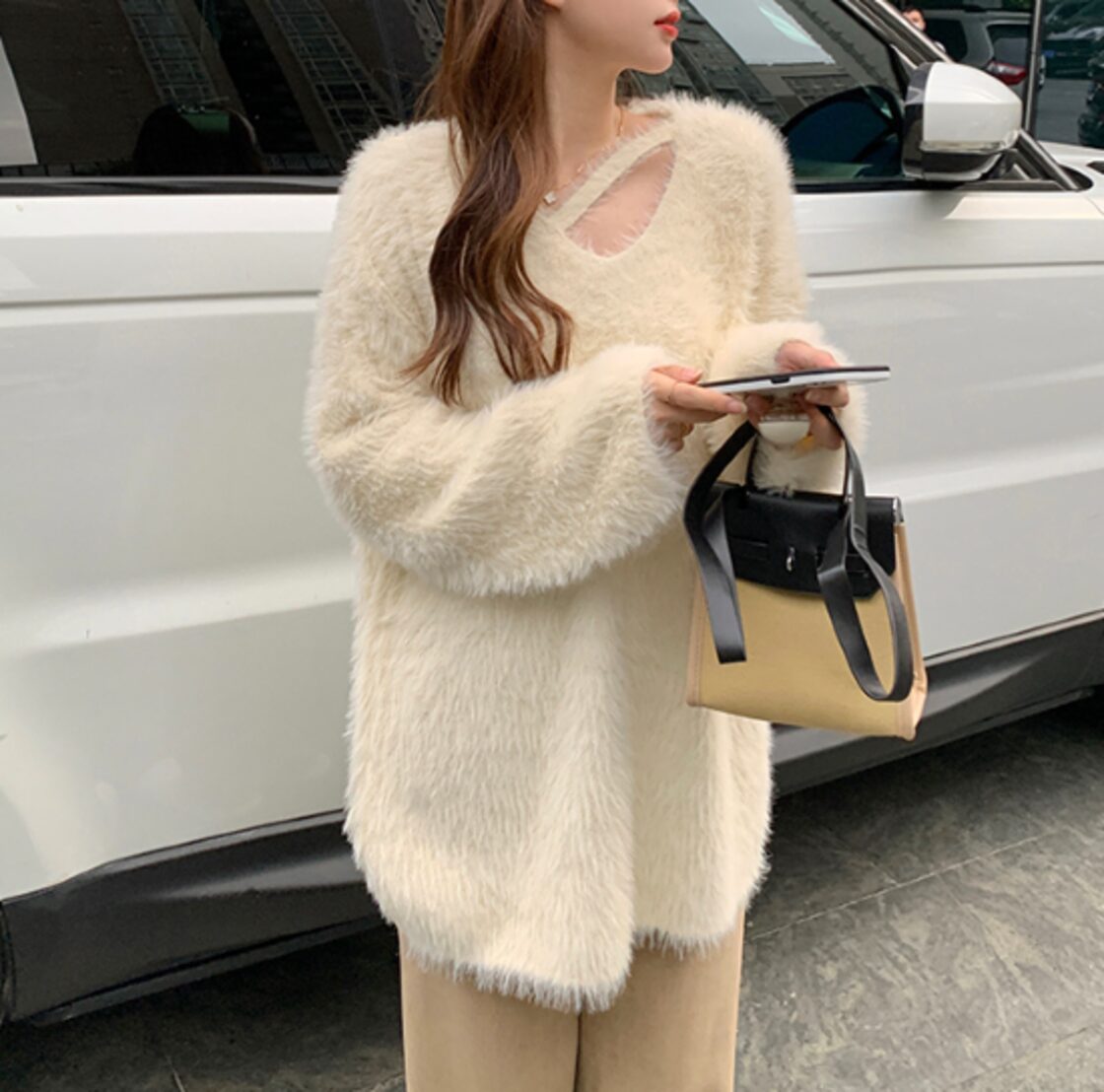ニットトップス レディース ニット セーター トップス ふわふわ モヘア 