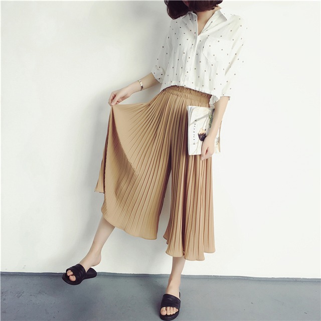 ワイドパンツ スカンツ ベージュ L ハイウエスト プリーツスカート 7分丈 シフォン 無地 レディース スカーチョ ガウチョパンツ Ftnstyle ワイドパンツ スカンツ ベージュ L ハイウエスト プリーツスカート 7分丈 シフォン 無地 レディース スカーチョ ガウチョパンツ Ftnstyle