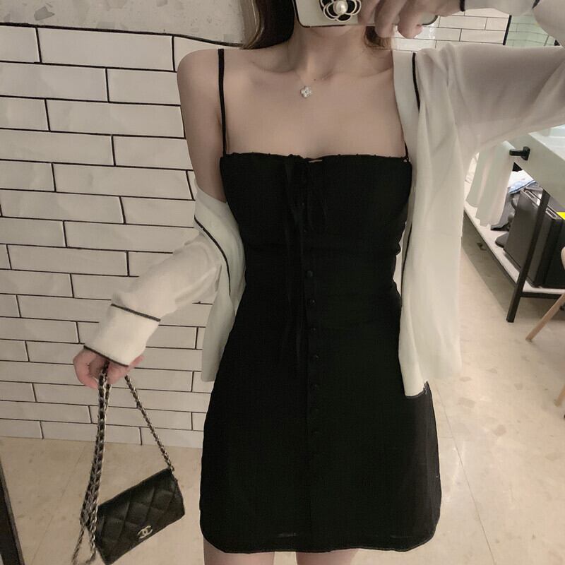 Vネックセーター レディースサマースタイル薄手ストラップ ドレス スカート 夏物 ドラファッションホール25532277632