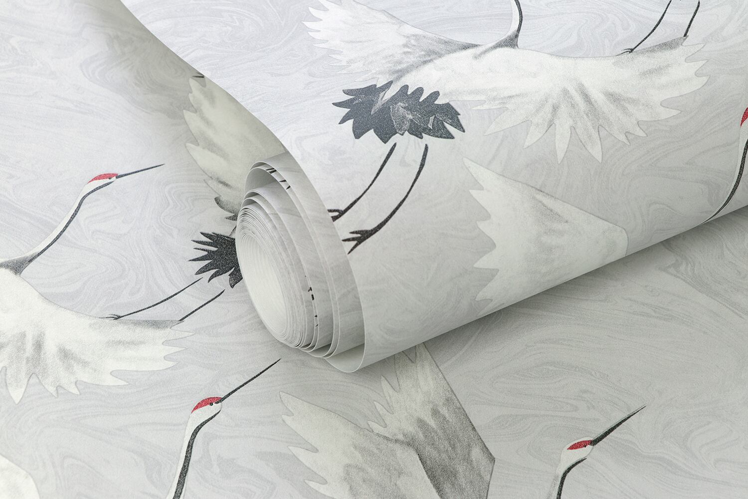 【特急取り寄せ】グレー×ツル柄　丹頂鶴 FL1-778503MT