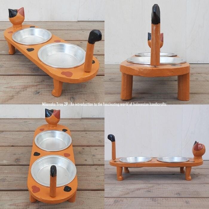 三毛猫 餌入れ フードボール キャットフード トレー 2P 2連 ダブル