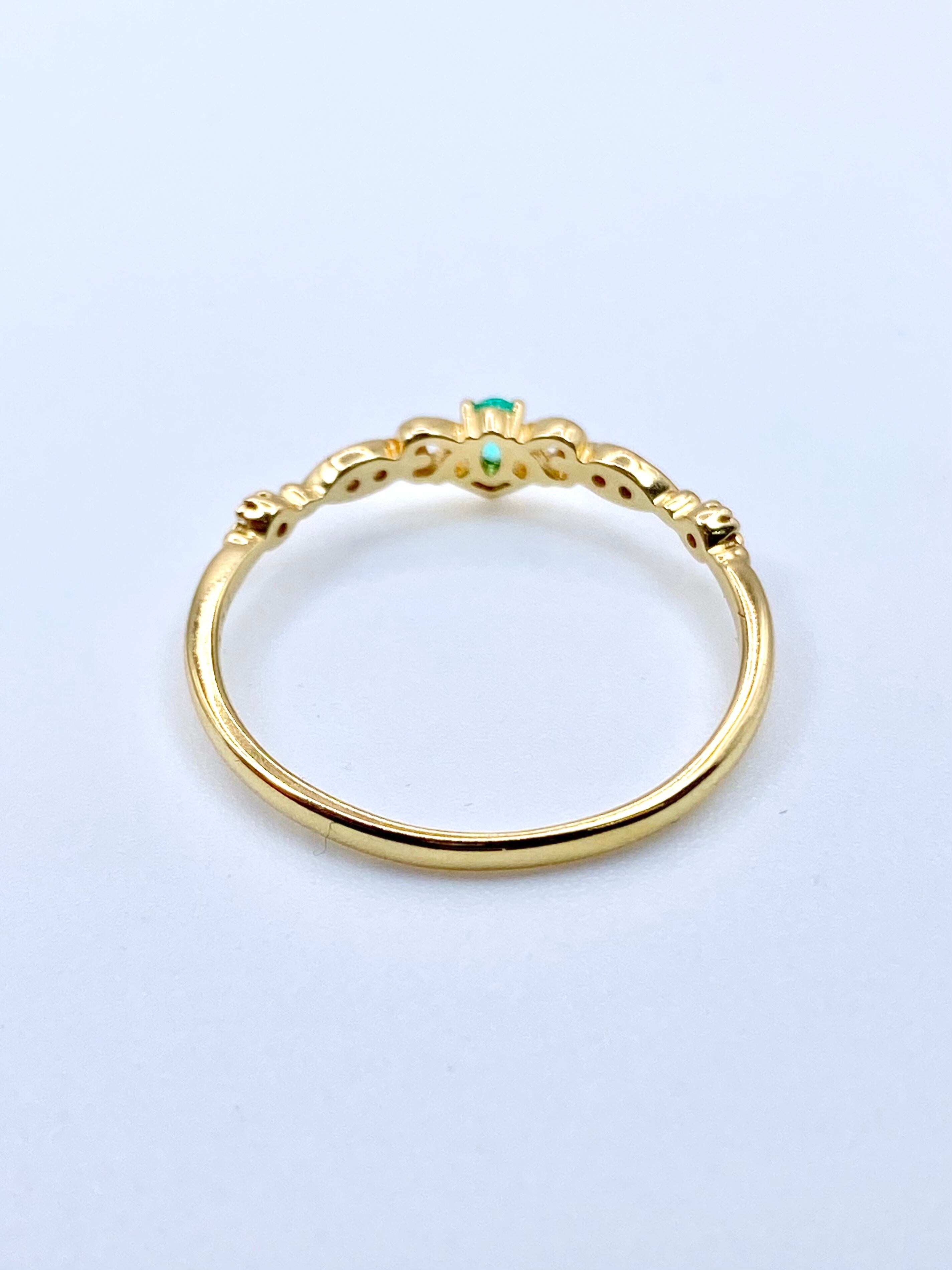 【CuO1.05%】 パライバトルマリン 10K リング パライバトルマリン 0.05ct / ダイヤモンド 計0.04ct K18 リング 14号
