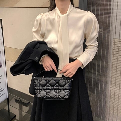 フレンチ シックなリボン ブラウス ◆2col YH8549