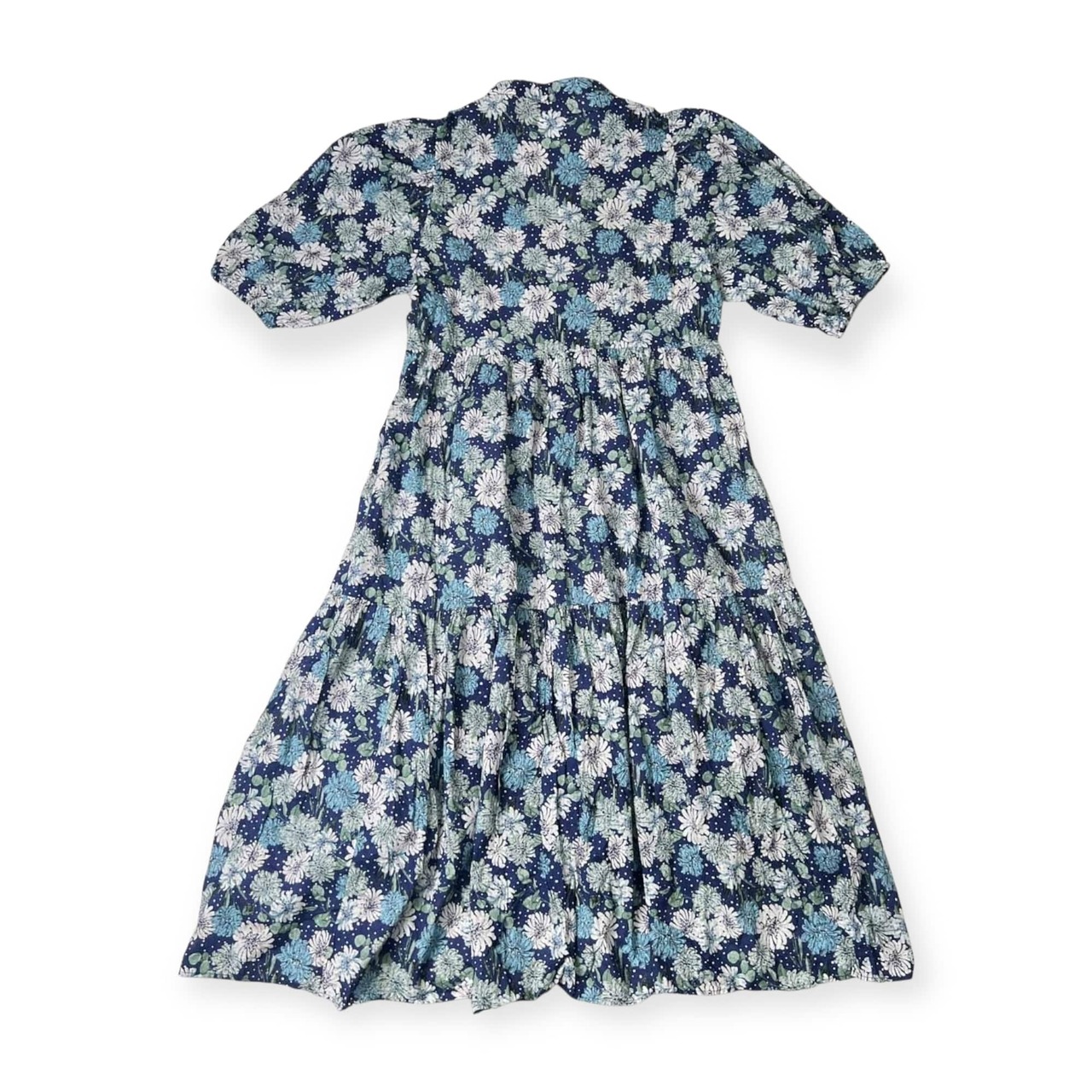 UNIQLO × PAUL & JOE ユニクロ ポールアンドジョー スキッパー ボタン 花柄 五文袖 ワンピース L/ブルー系 レディース