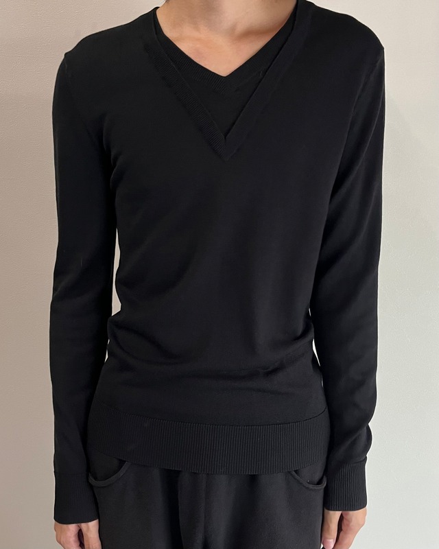 【Neil Barrett】double collar v-neck knit