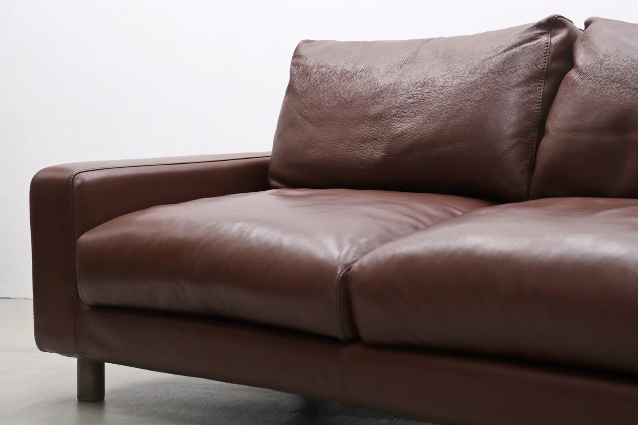 無印良品　ソファ　本革張り　ワイドアーム　2〜3人掛け　ダークブラウン 沼津店】MUJI 無印良品 本革 ワイドアーム 2Pソファ ブラウン 茶