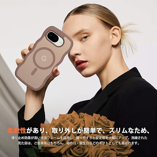 GUAGUA Google Pixel 10A ケース Magsafe対応 クリア ウェーブ