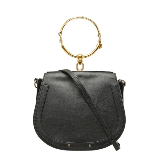 クロエ ナイル ハンドバッグ ショルダーバッグ 2WAY ブラック レザー レディース Chloe 【中古】