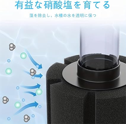 YAARUJEE スポンジフィルター XY-380 投げ込み式フィルター 小型水槽用