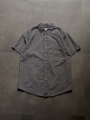 WOODS & GRAY 半袖チェックシャツ ボタンダウン コットン XL ネイビー