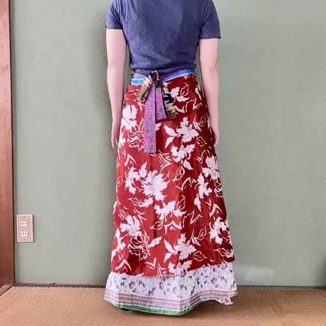 巻きスカート　古着 asana HEMP100% ガーゼ バイアス 巻きスカート・きなり【パヤカ