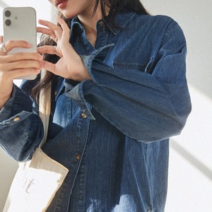 button-front denim shirt　J00486