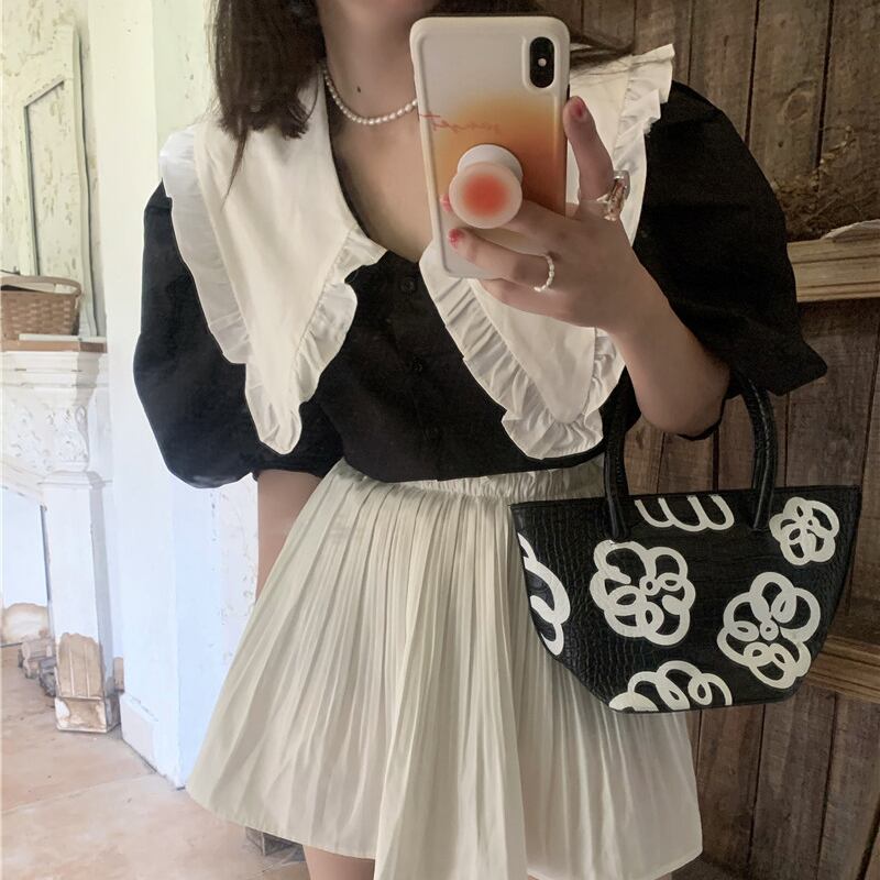 サマースタイルスタンダードカラーショートシャツ レディース レトロ 夏物 ドラファッションホール72760724277