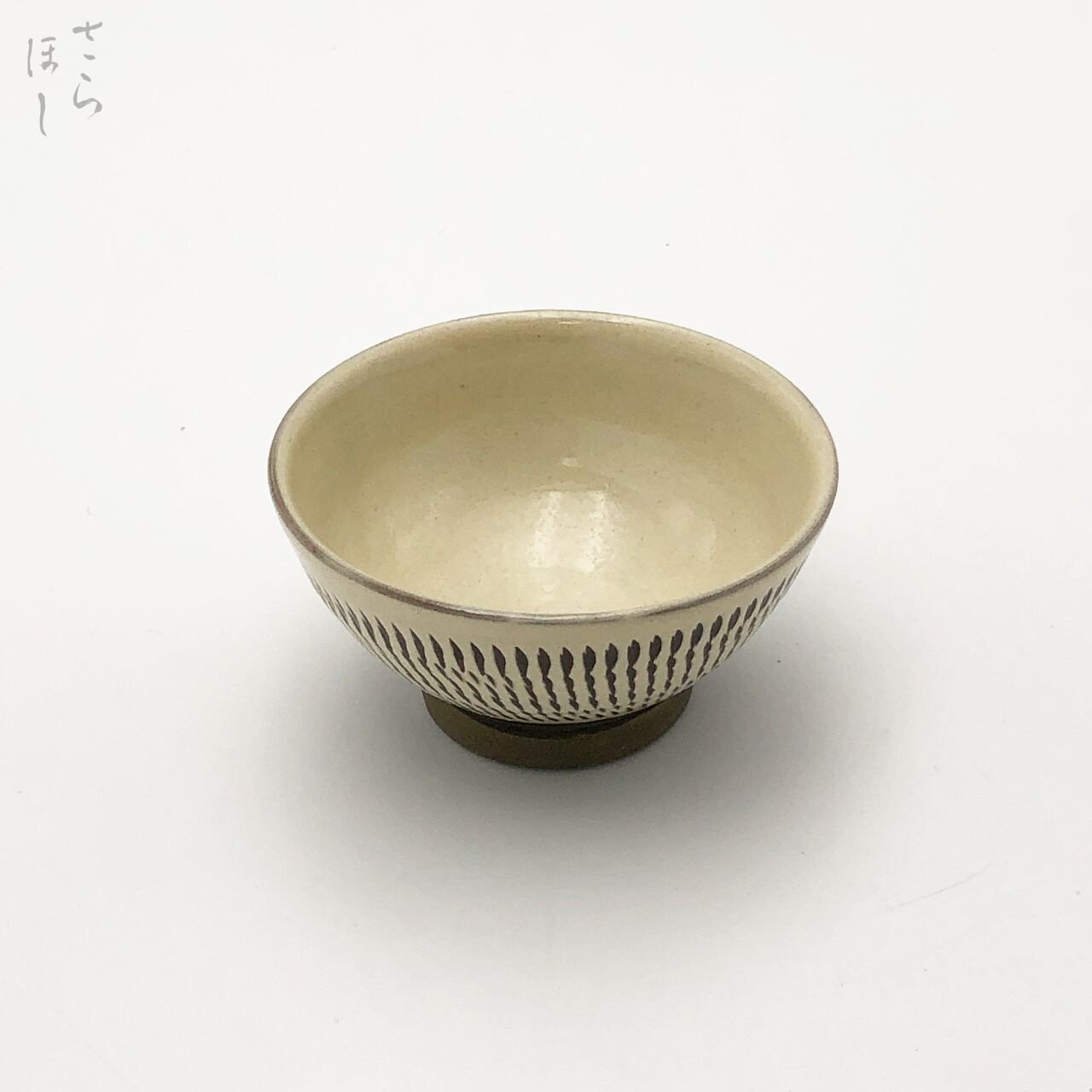 小鹿田焼 小袋窯 煎茶碗 飛びかんな 白 口径約9.5cm 汲出 陶器 和食器