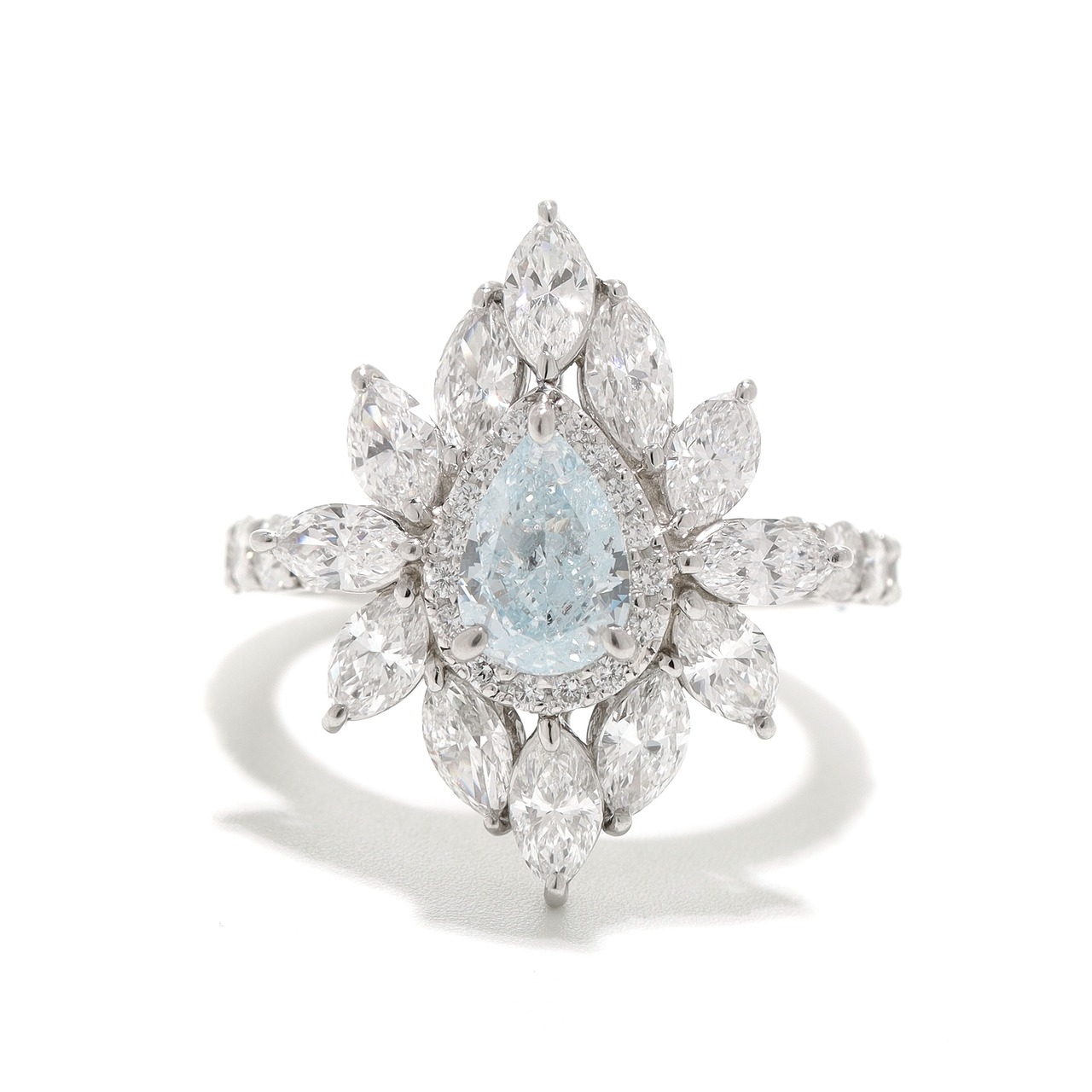 ファンシー グリニッシュブルー ダイヤモンド リング pt900 / 1.018ct / DA 2.389ct